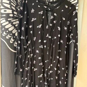 Honey Punch Black Dress with Purple Floral Design